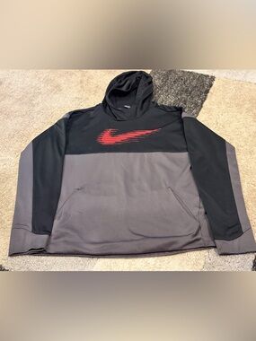 Nike Black Dri-FIT Pullover Hoodie with Red Logo -XL